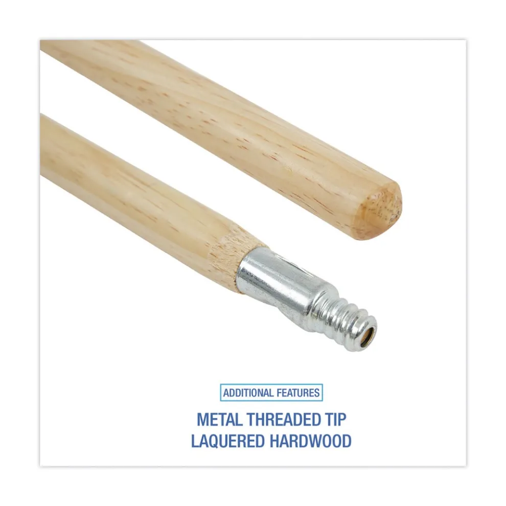 Boardwalk 1.13 in. Diameter x 60 in. Handle Length Metal Tip Threaded Hardwood Broom Handle - Natural