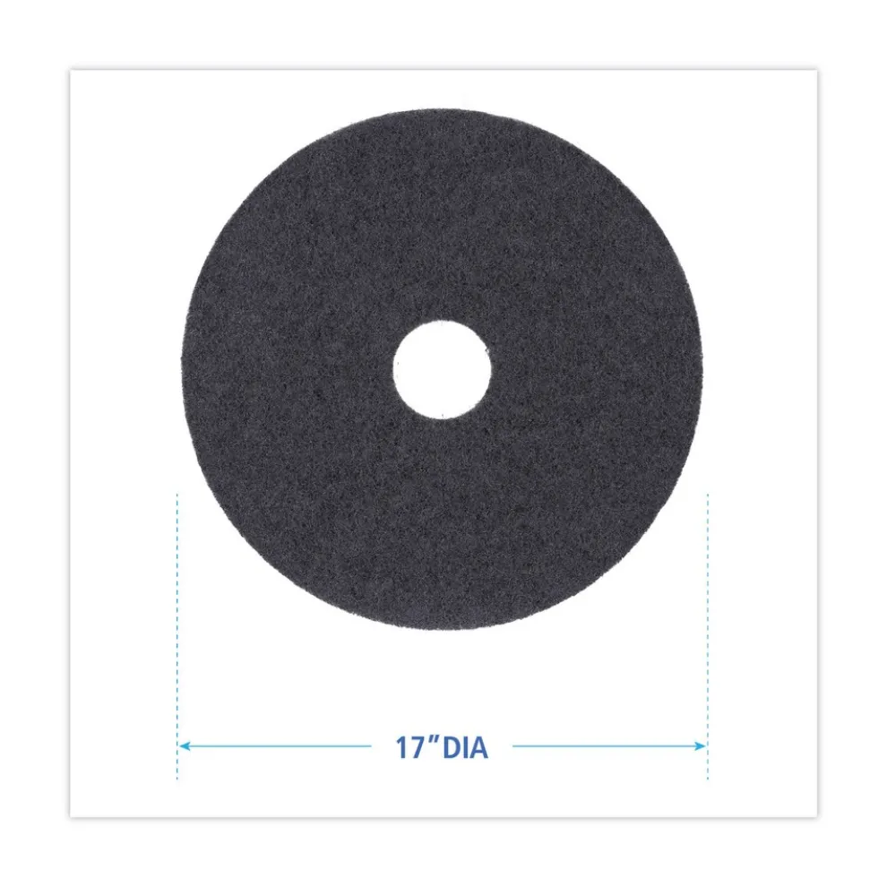 Boardwalk 17 in. Diameter Stripping Floor Pads - Black (5/Carton)