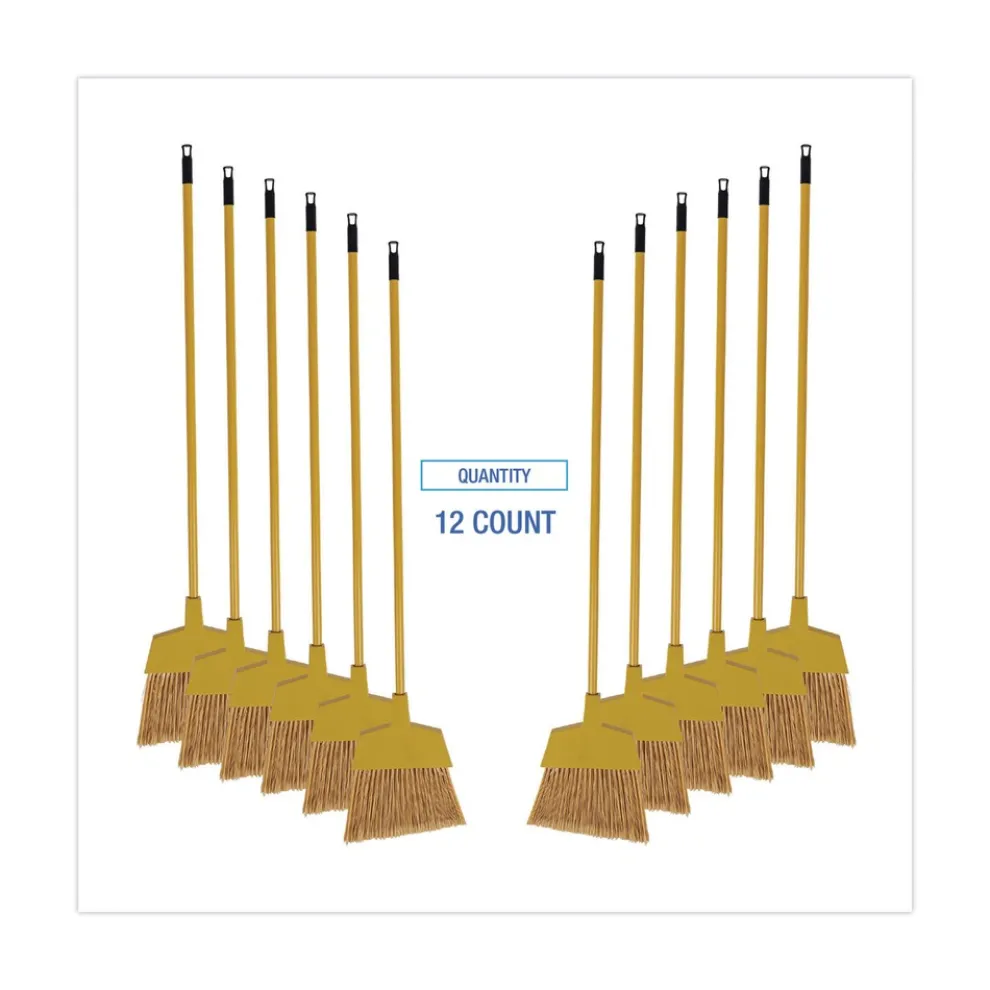 Boardwalk 55 in. Handle Corn Fiber Angled-Head Lobby Brooms - Yellow (12/Carton)