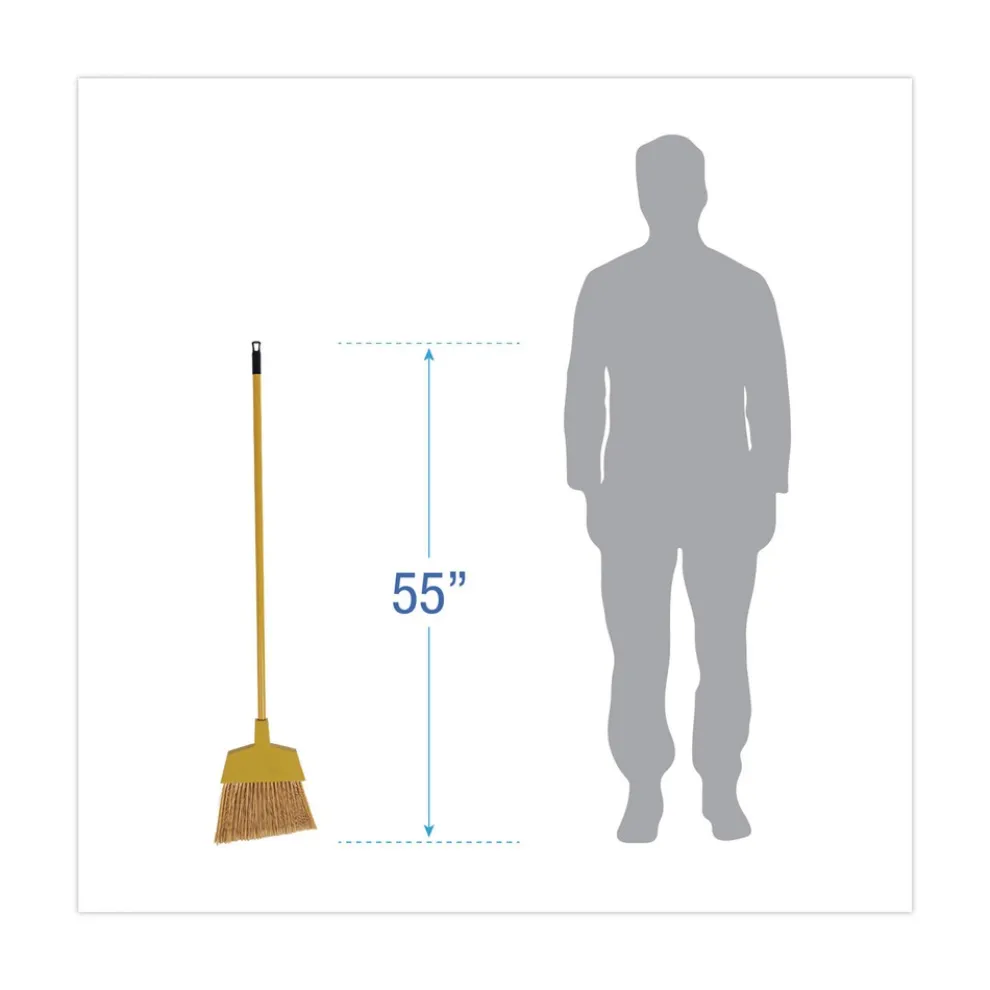 Boardwalk 55 in. Handle Corn Fiber Angled-Head Lobby Brooms - Yellow (12/Carton)
