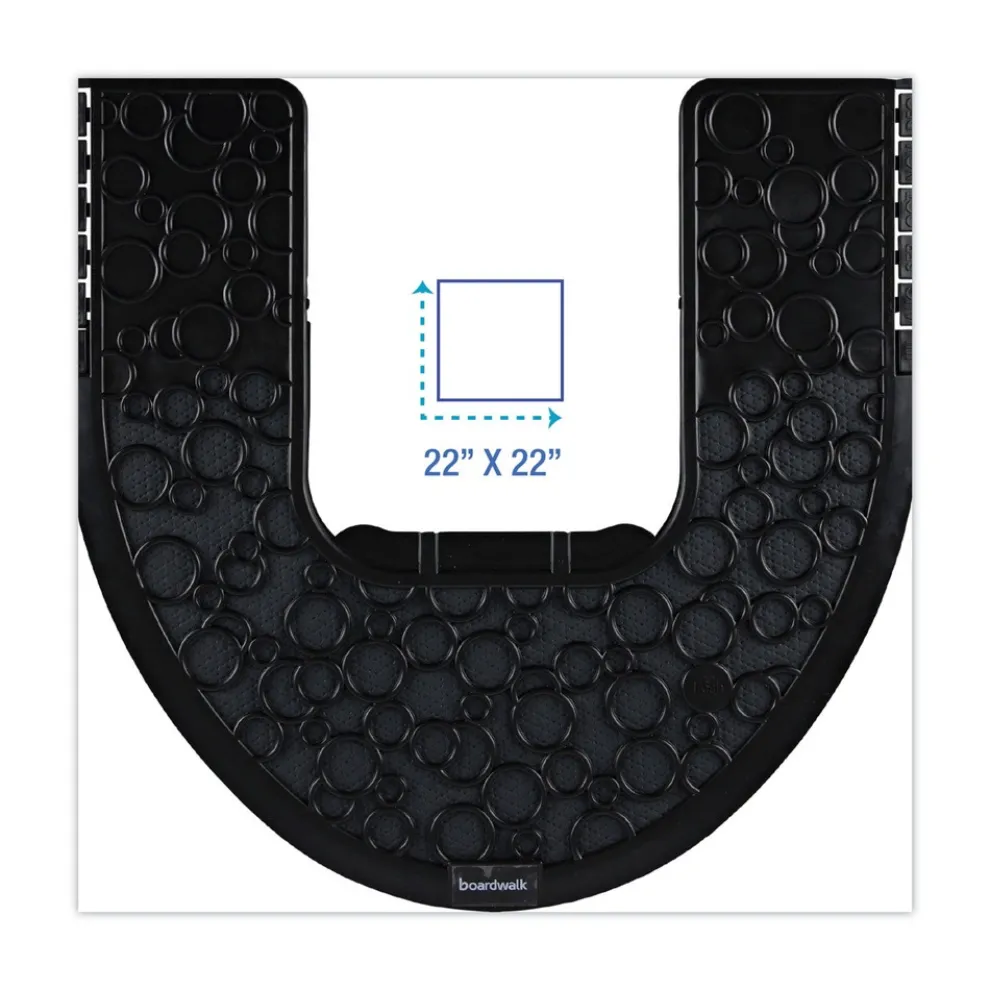 Boardwalk 22 in. x 22 in. Non-Slip Rubber Commode Mat 2.0 Disposable Toilet Floor Mat - Black (6/Carton)