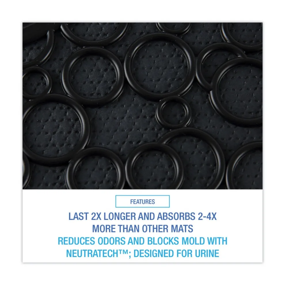 Boardwalk 22 in. x 22 in. Non-Slip Rubber Commode Mat 2.0 Disposable Toilet Floor Mat - Black (6/Carton)