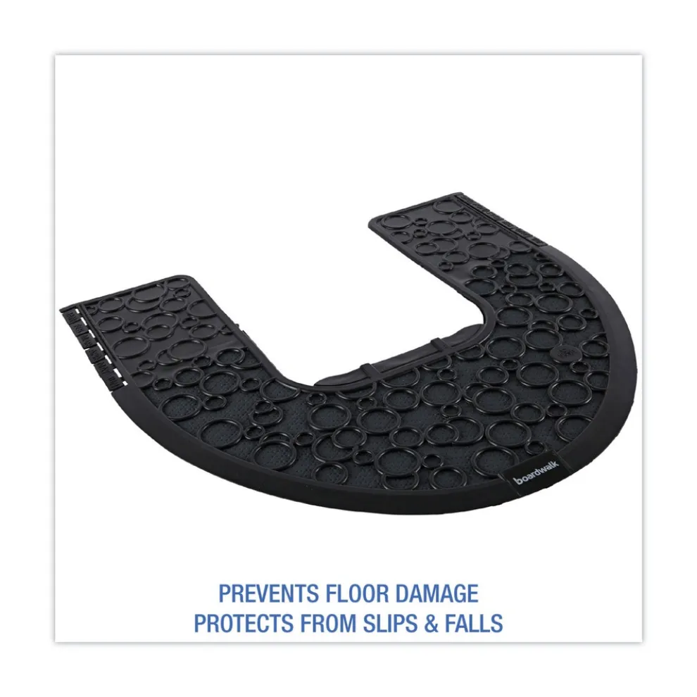 Boardwalk 22 in. x 22 in. Non-Slip Rubber Commode Mat 2.0 Disposable Toilet Floor Mat - Black (6/Carton)