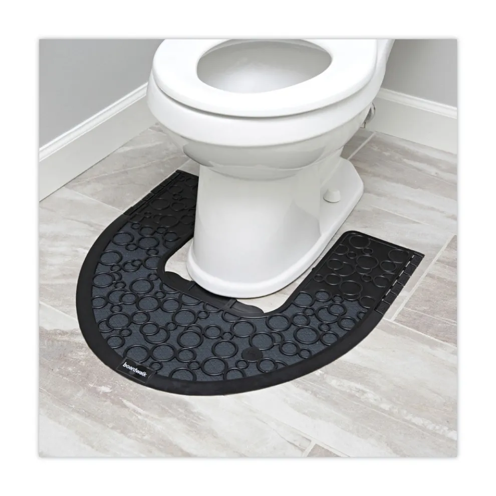 Boardwalk 22 in. x 22 in. Non-Slip Rubber Commode Mat 2.0 Disposable Toilet Floor Mat - Black (6/Carton)