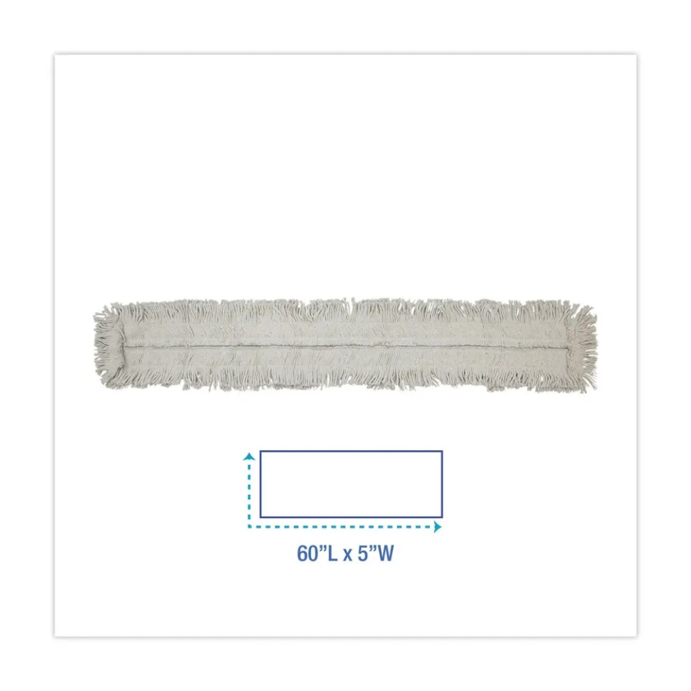 Boardwalk 60 in. x 5 in. Cut-End Disposable Cotton Dust Mop Head (12/Carton)