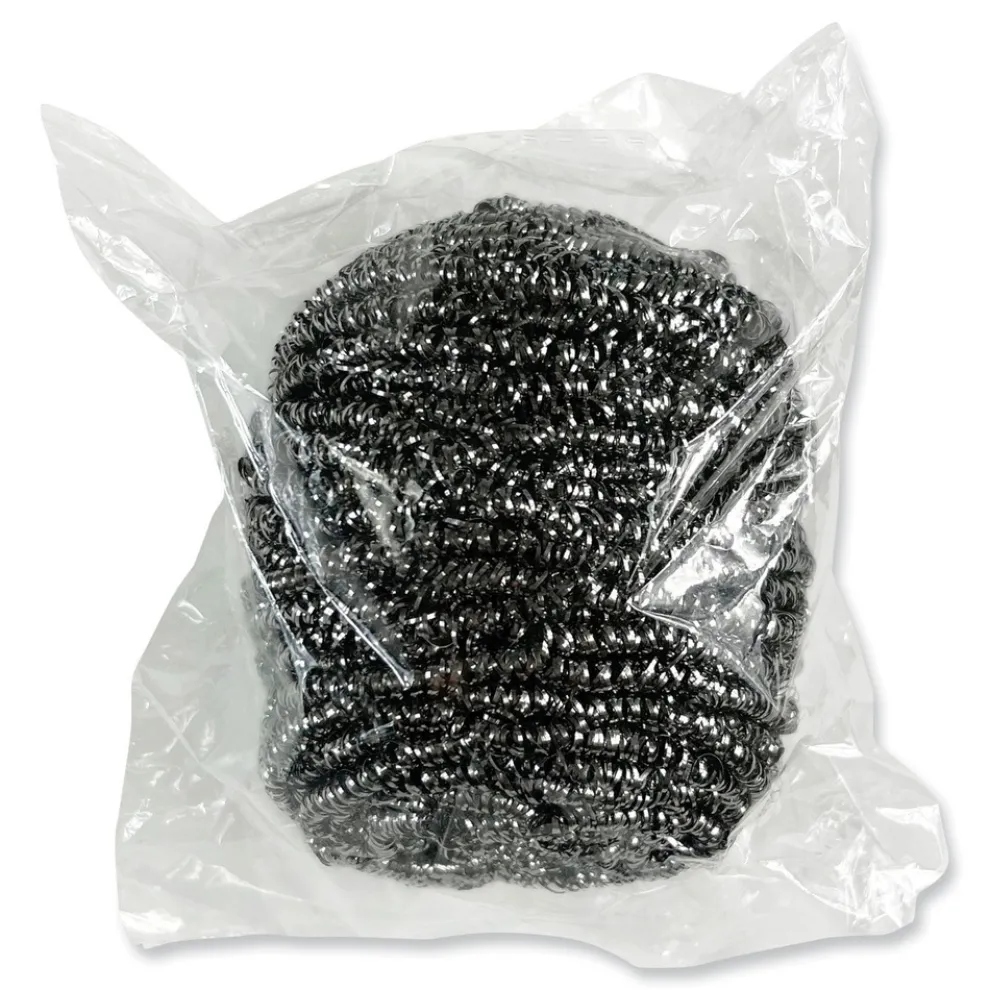 Boardwalk 3.93 in. x 1.96 in. Stainless Steel Scrubber - Silver (72/Carton)