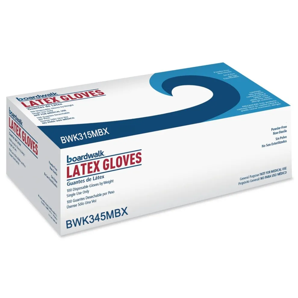 Boardwalk 4.4 mil 9.5 in. Long Powder-Free General-Purpose Latex Gloves - Medium, Natural (100/Box, 10 Boxes/Carton)