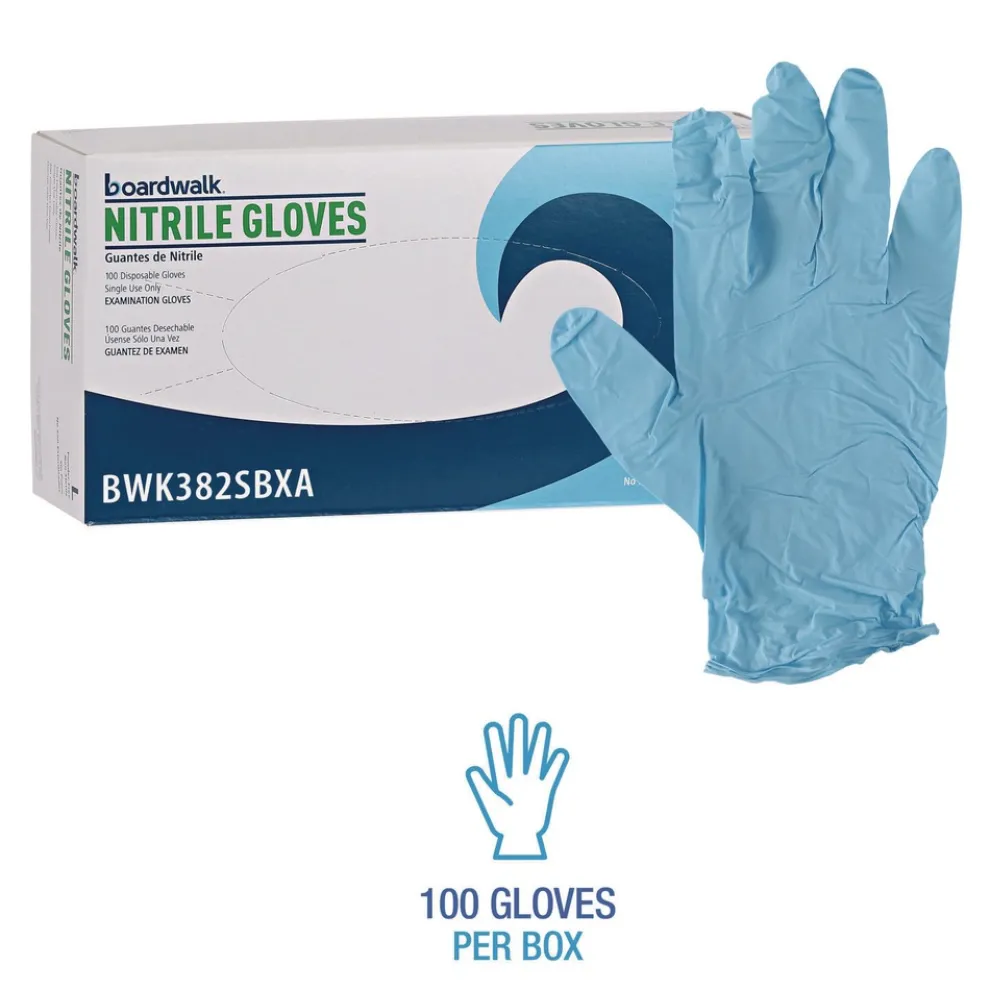 Boardwalk 5 mil. Disposable Examination Nitrile Gloves - Small, Blue (100/Box)