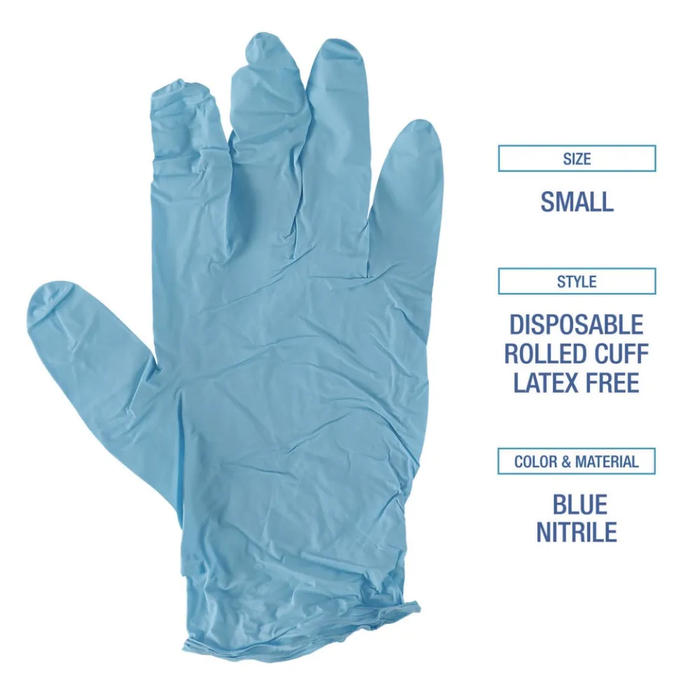 Boardwalk 5 mil. Disposable Examination Nitrile Gloves - Small, Blue (100/Box)