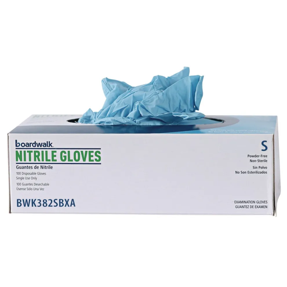 Boardwalk 5 mil. Disposable Examination Nitrile Gloves - Small, Blue (100/Box)
