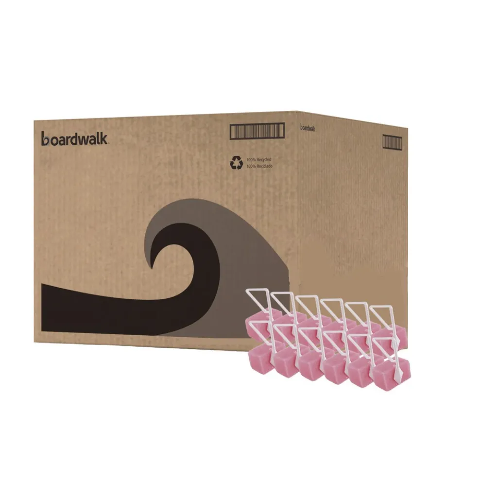 Boardwalk 4 oz. Cherry Scent Toilet Bowl Para Deodorizer Block - Pink (12/Box)