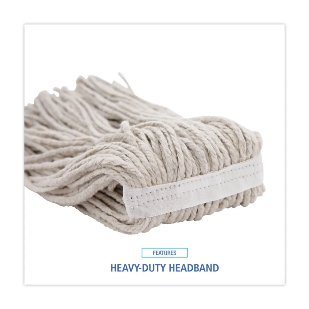 Boardwalk 16 oz. Cotton Premium Cut-End Wet Mop Heads - White (12/Carton)