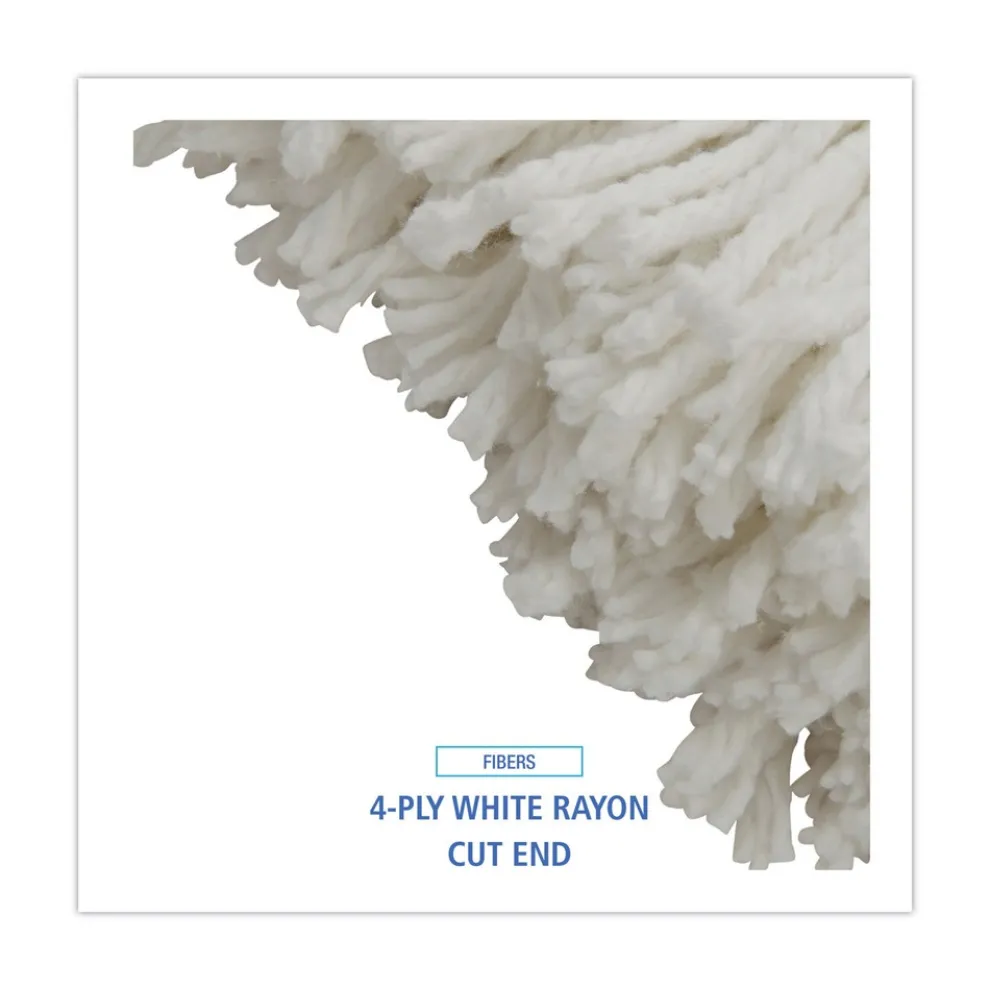 Boardwalk 16 oz. Rayon Cut-End Lie-Flat Mop Head - White (12/Carton)