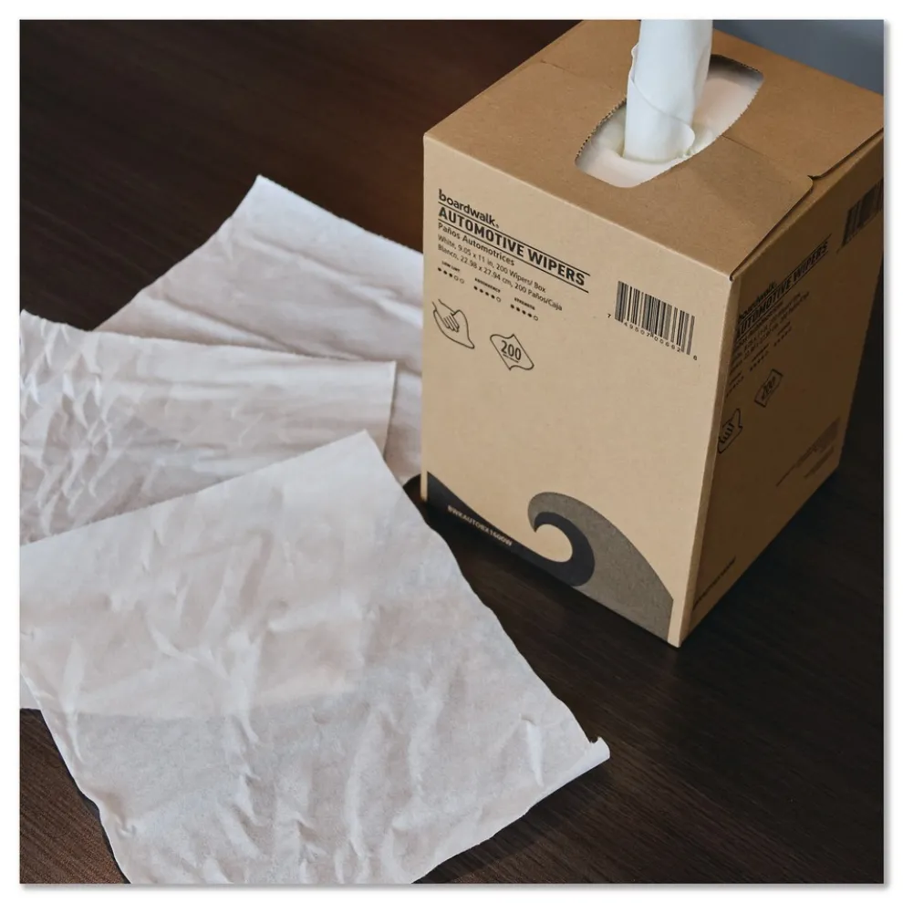 Boardwalk 10.63 x 20.47 Automotive Wipers - Unscented/White (8/Carton)