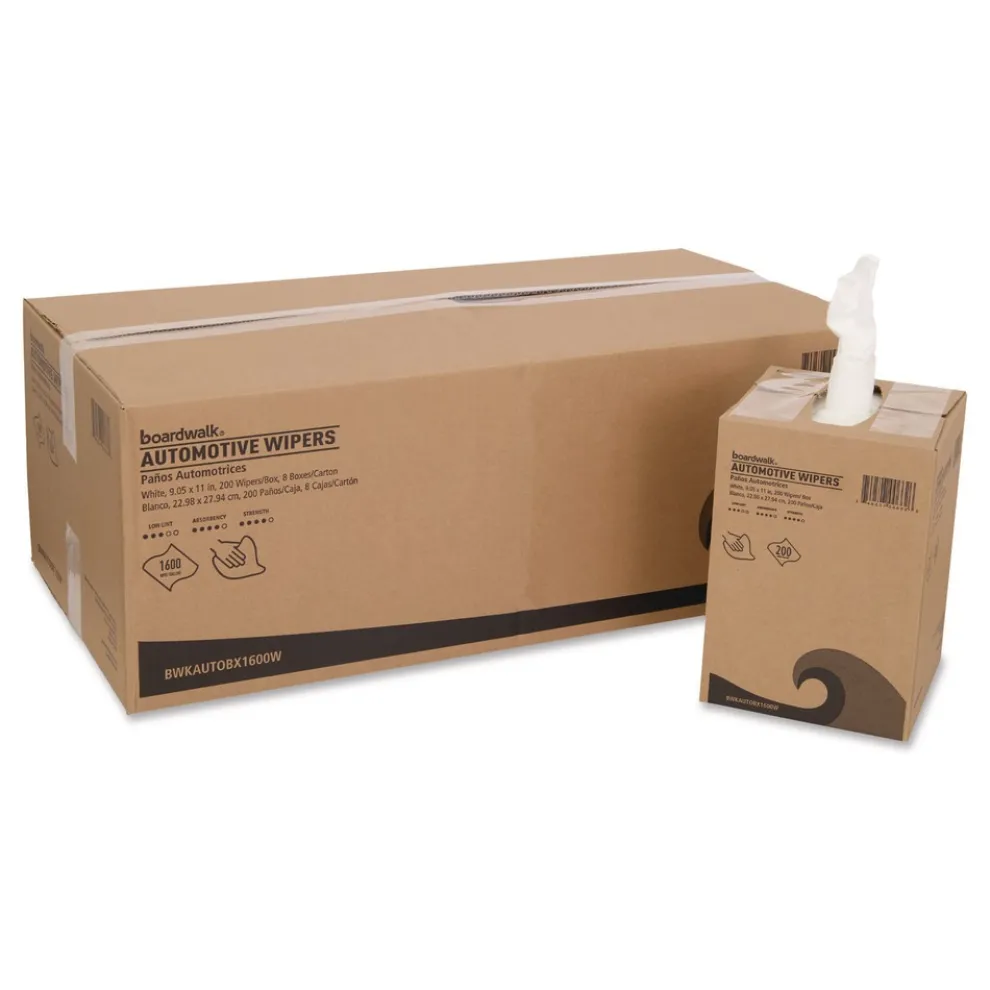 Boardwalk 10.63 x 20.47 Automotive Wipers - Unscented/White (8/Carton)