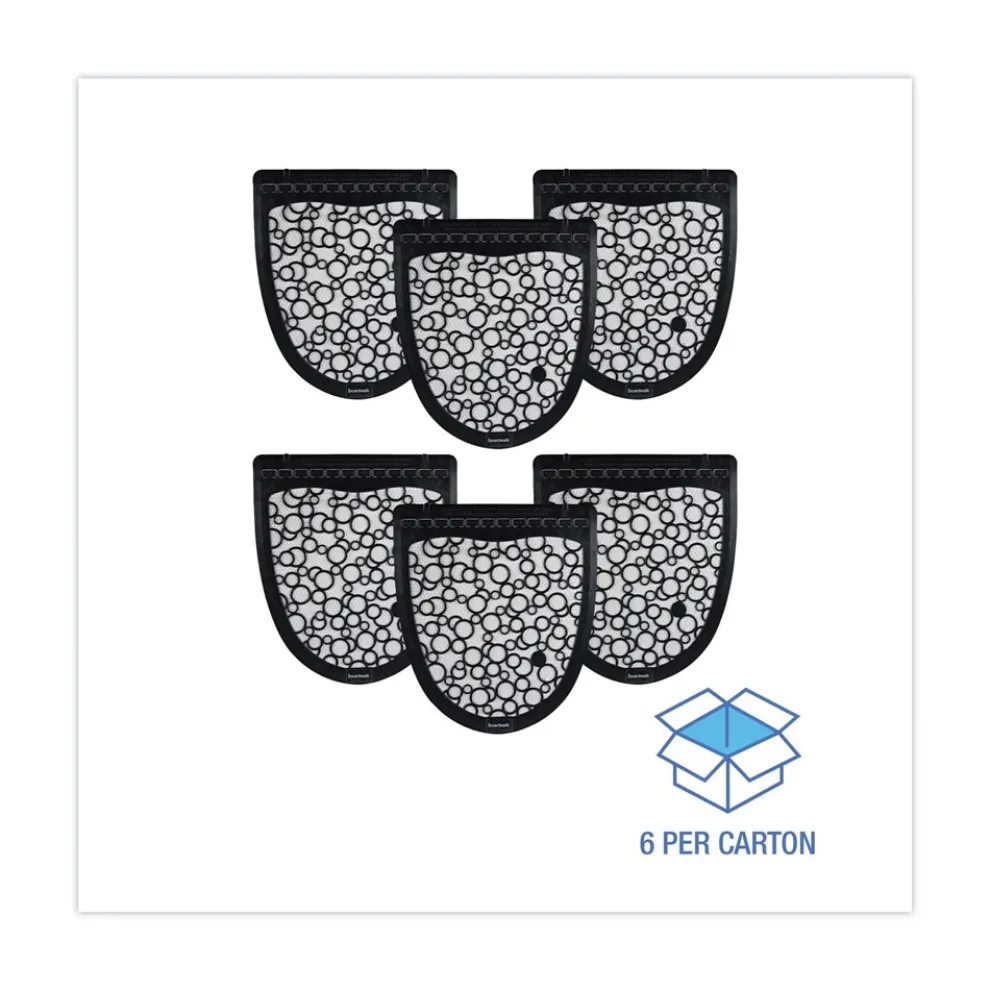 Boardwalk 17.5 x 20 Slip-Resistant Disposable Urinal Floor Mat 2.0 - Black/White (6/Carton)