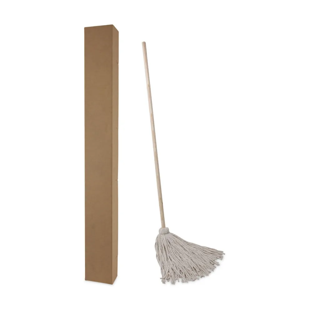 Boardwalk BWK124C 24 oz. Cotton Fiber Head Deck Mop with 54 in. Wooden Handle (6/Pack)