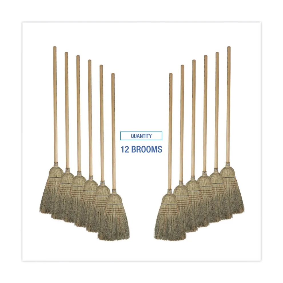 Boardwalk BWK932CCT 12/Carton 56 in. Warehouse Broom, Corn Fiber Bristles - Natural