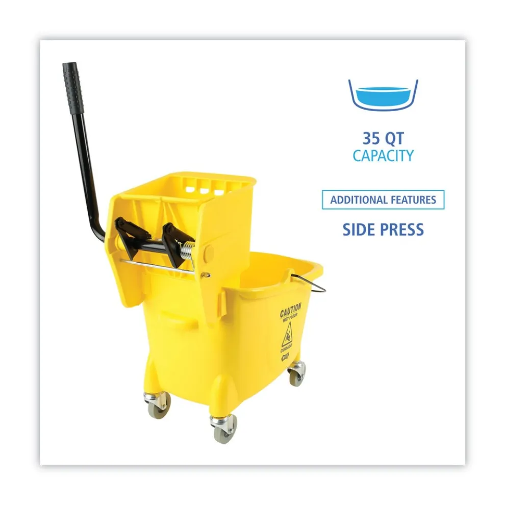 Boardwalk BWK2635COMBOYEL 8.75 Gallon Pro-Pac Side-Squeeze Wringer/Bucket Combo - Yellow/Silver