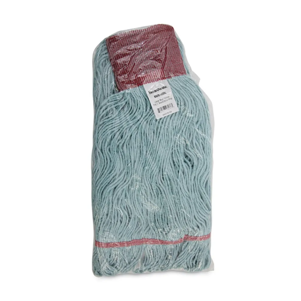 Boardwalk BWK1400LCT EchoMop with Looped-End Synthetic/Cotton Wet Mop Head - Large, Blue (12/Carton)