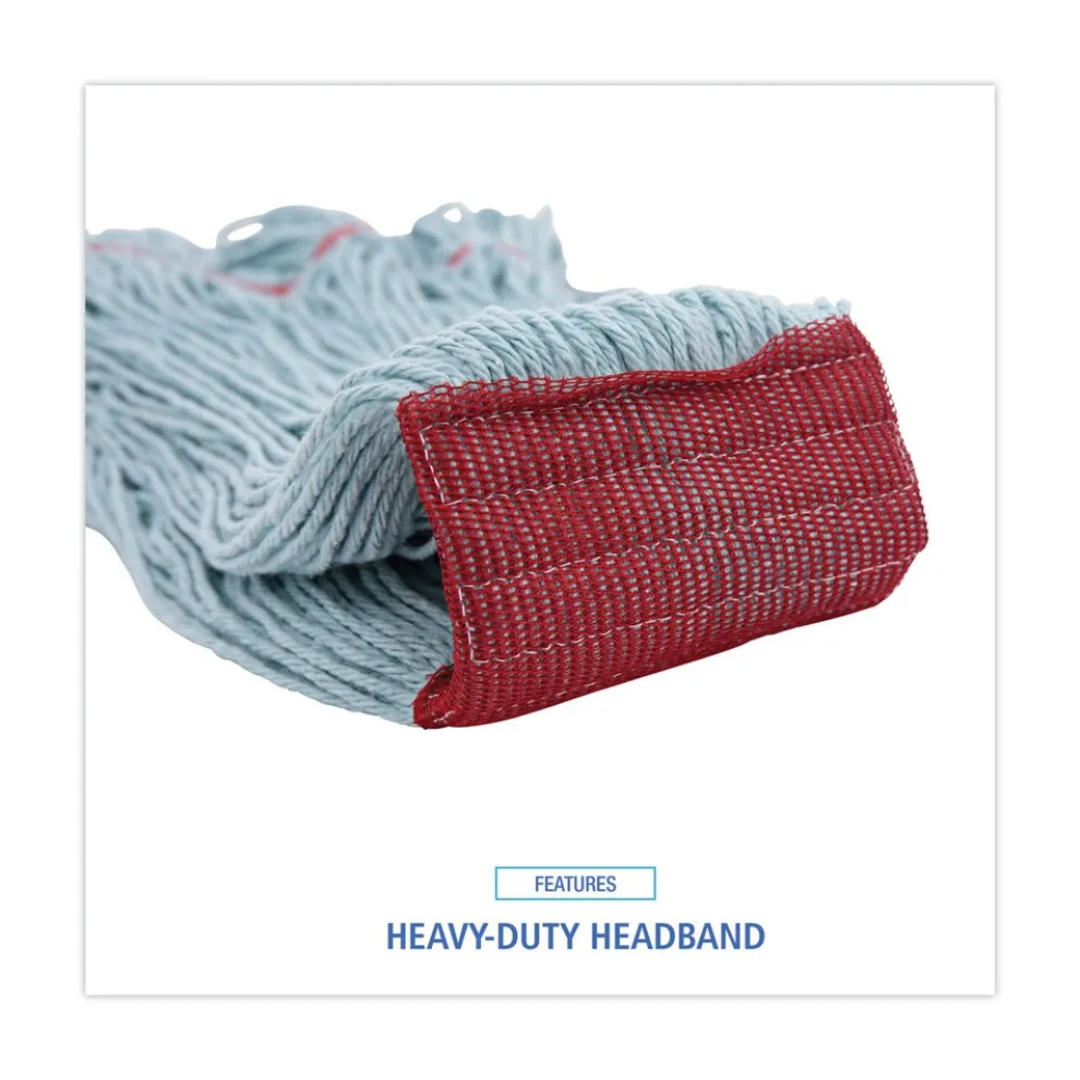 Boardwalk BWK1400LCT EchoMop with Looped-End Synthetic/Cotton Wet Mop Head - Large, Blue (12/Carton)