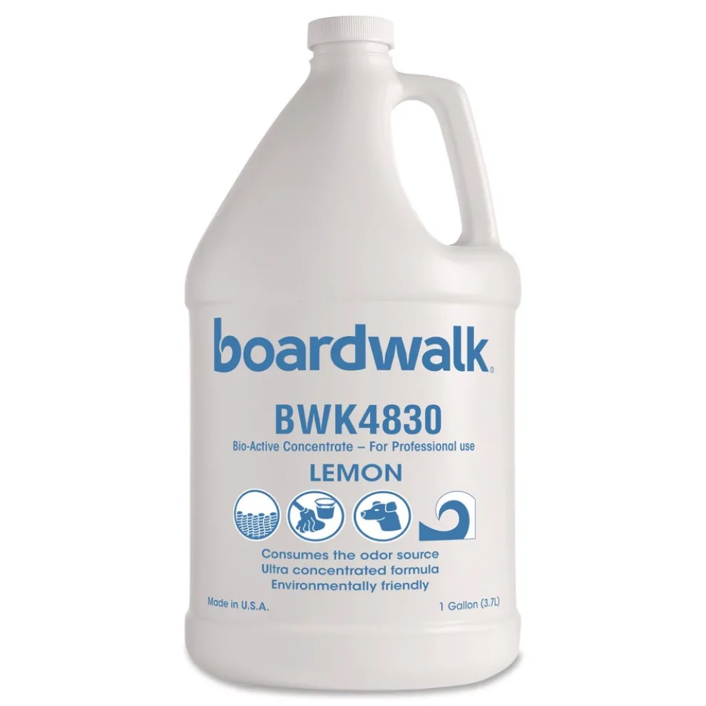 Boardwalk 1-Gallon Jug Odor Eliminator Enzyme Plus Concentrate - Lemon Scent (4/Carton)