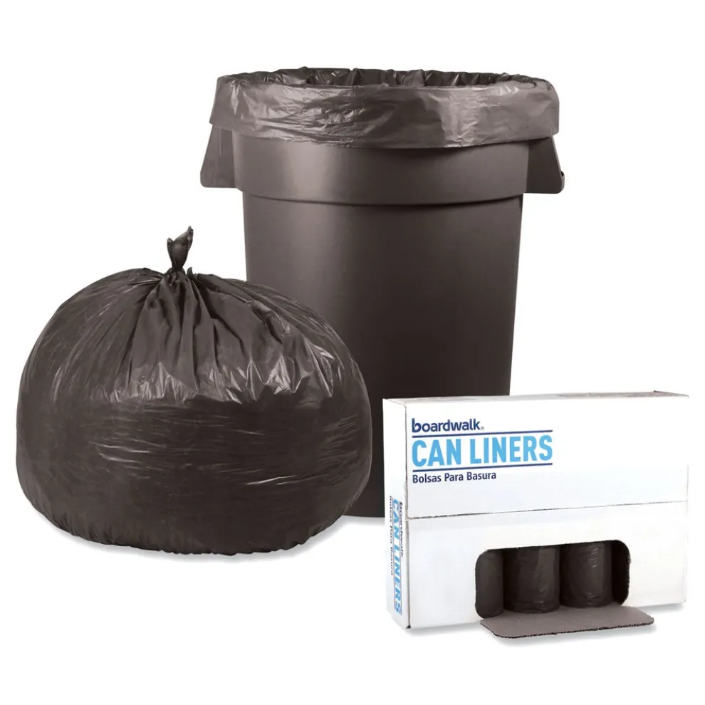 Boardwalk H7658SGKR01 38 in. x 58 in. 1.1 mil 60 gal. Low-Density Waste Can Liners - Gray (100/Carton)