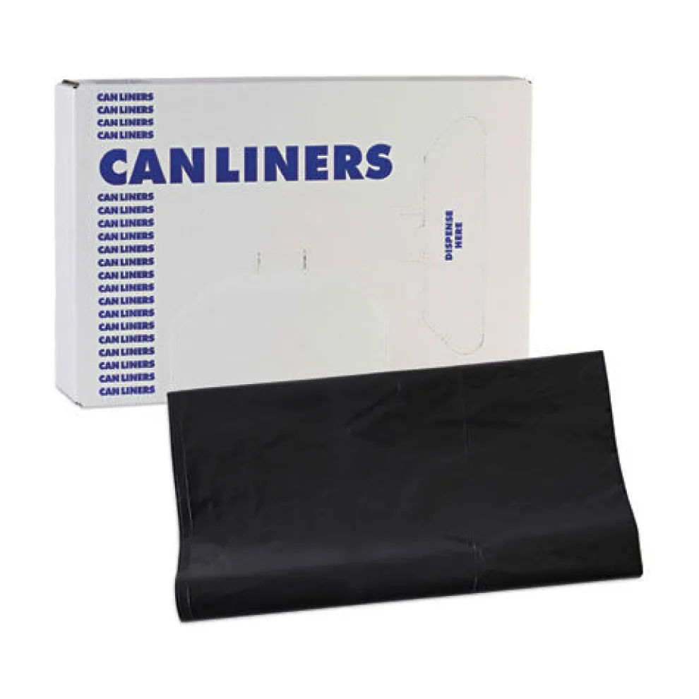 Boardwalk H8647WKK 56 Gallon 1.7 mil 43 in. x 47 in. Flat Pack Linear Low Density Industrial Can Liners - Black (100/Carton)