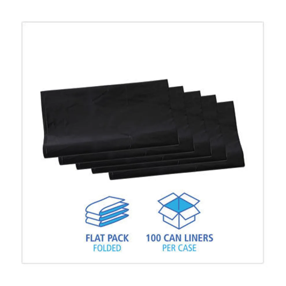 Boardwalk H8647WKK 56 Gallon 1.7 mil 43 in. x 47 in. Flat Pack Linear Low Density Industrial Can Liners - Black (100/Carton)