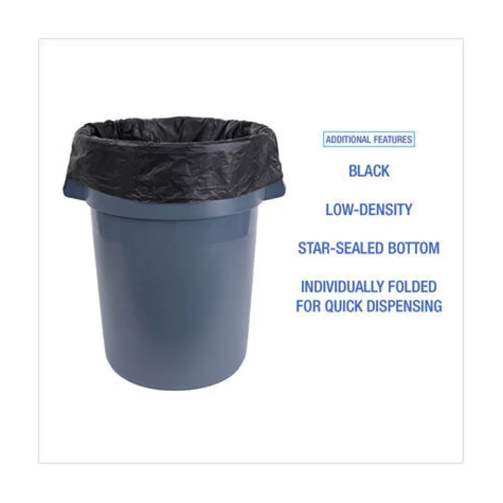Boardwalk H8647WKK 56 Gallon 1.7 mil 43 in. x 47 in. Flat Pack Linear Low Density Industrial Can Liners - Black (100/Carton)