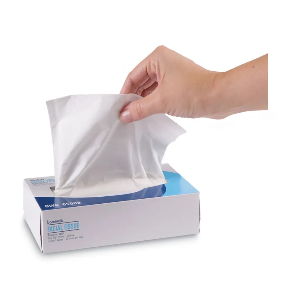 Boardwalk 2-Ply Office Packs Facial Tissue Flat Box - White (30/Carton)