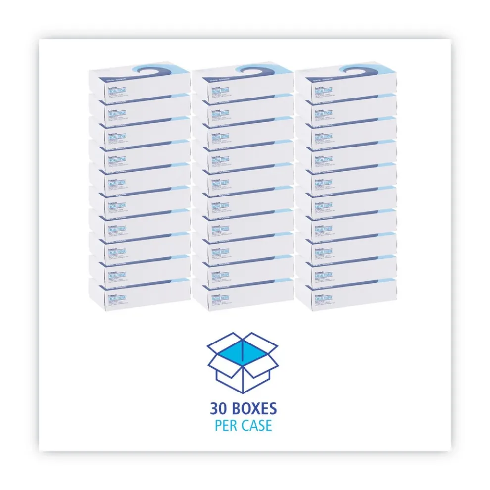 Boardwalk 2-Ply Office Packs Facial Tissue Flat Box - White (30/Carton)