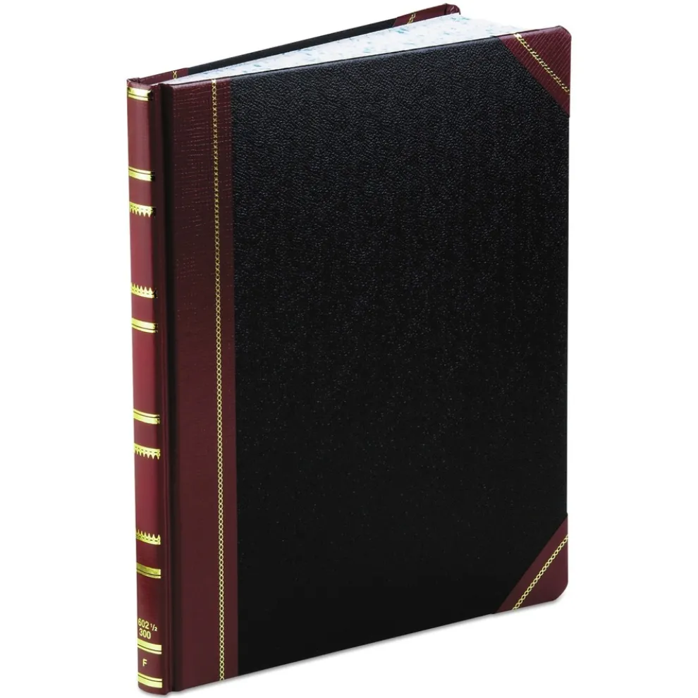 Boorum & Pease 11.94 x 9.78 Sheets Extra-Durable Record-Rule Bound Book - Black/Maroon/Gold Cover