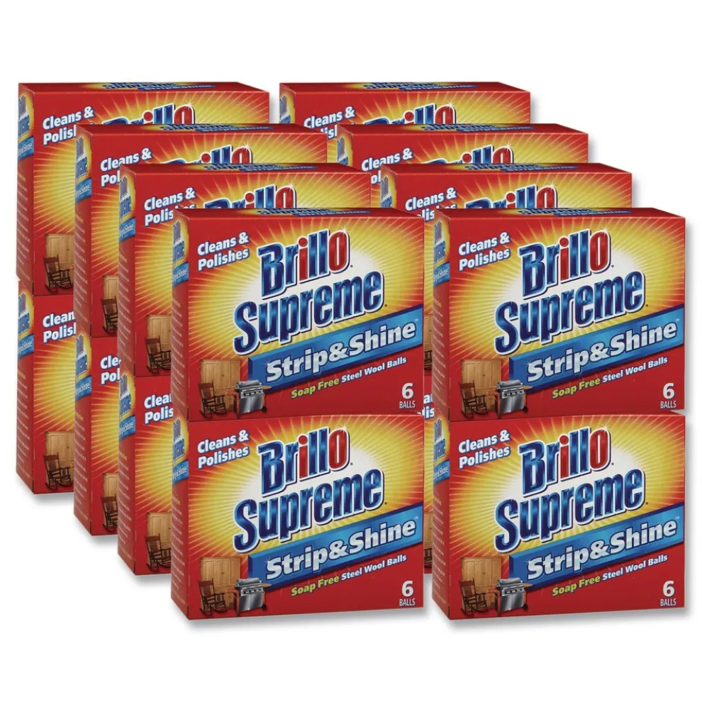Brillo Strip and Shine 2.5 in. x 2 in. Steel Wool Balls - Gray (24/Carton)