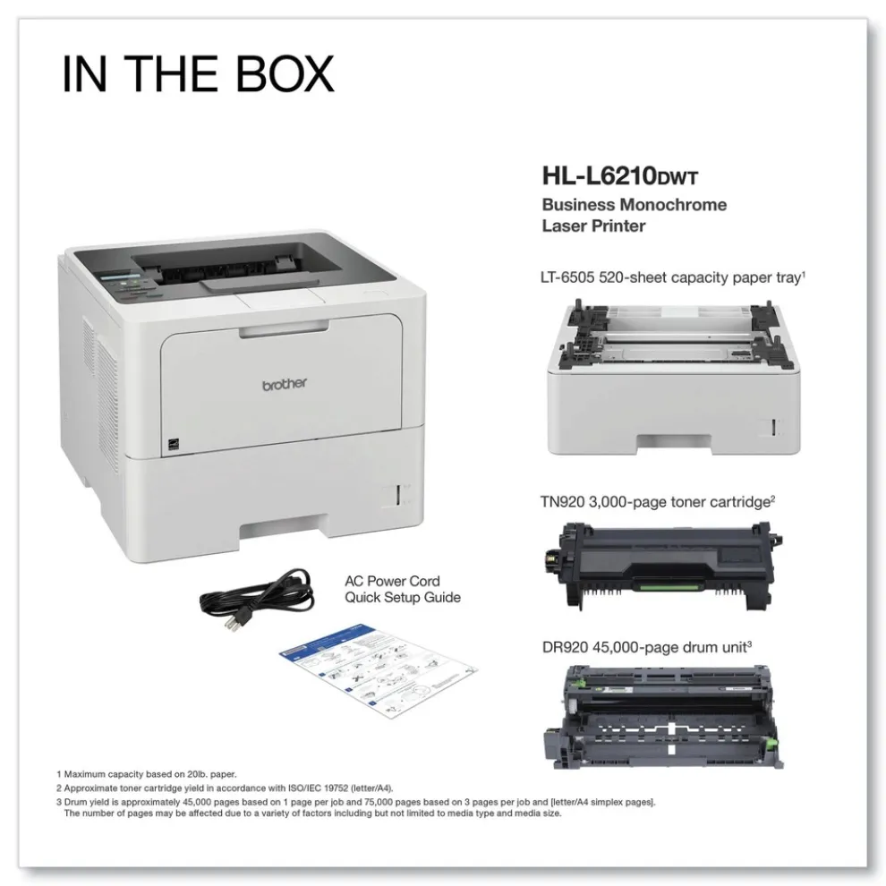 Brother Business Monochrome Laser Printer with Dual Paper Trays