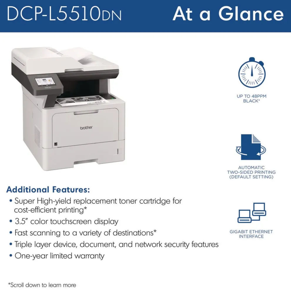 Brother DCP-L5510DN Business Laser AIO Printer Copy Print Scan