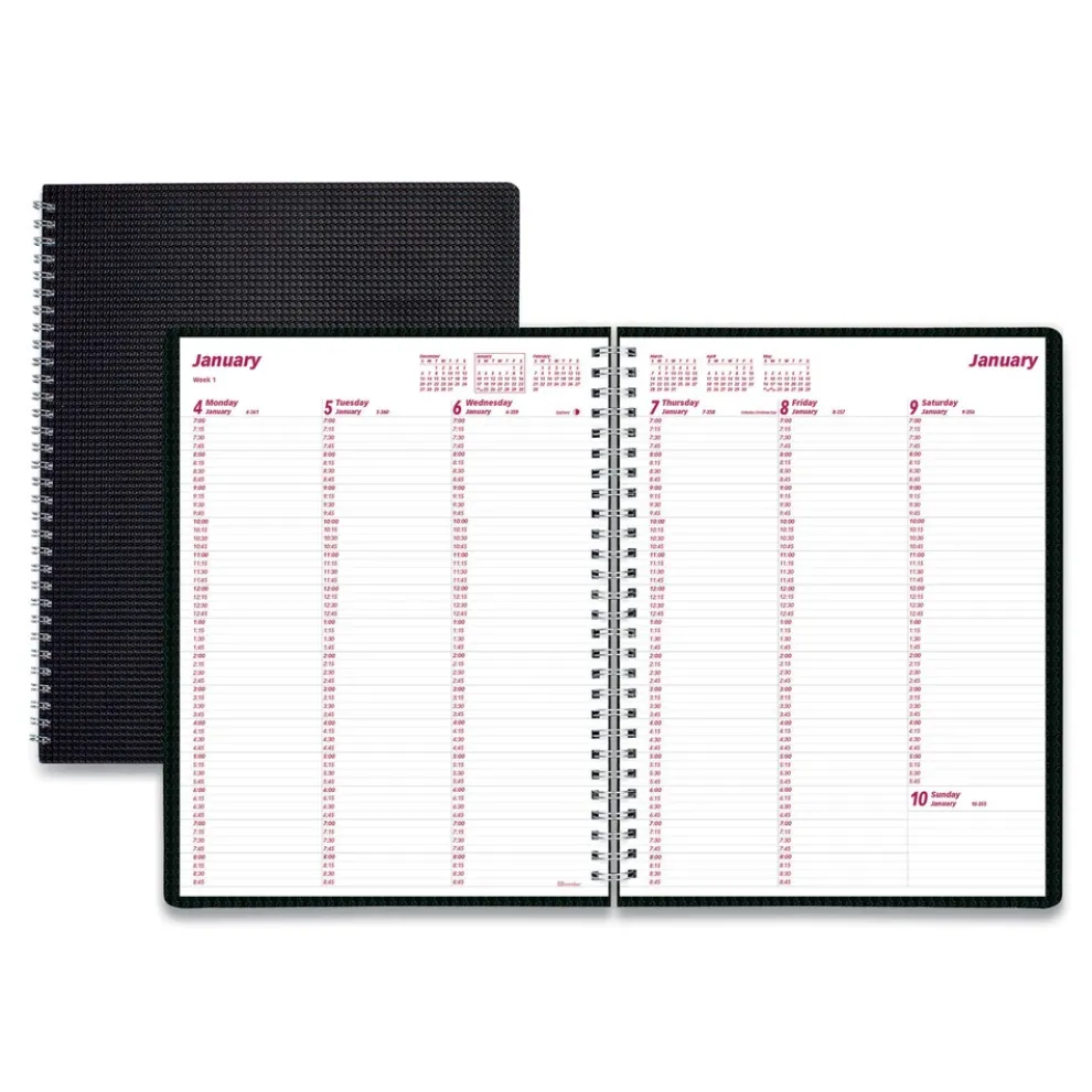 Brownline 12-Month (Jan to Dec): 2026 11 in. x 8.5 in. DuraFlex Weekly Planner - Black Cover