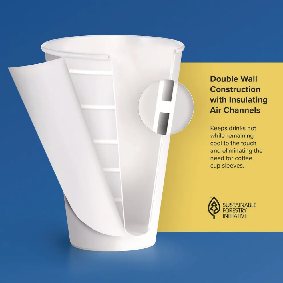 SOLO Thermoguard Insulated Paper Hot Cups 16 oz White Sustainable Forest Design 30/Pack