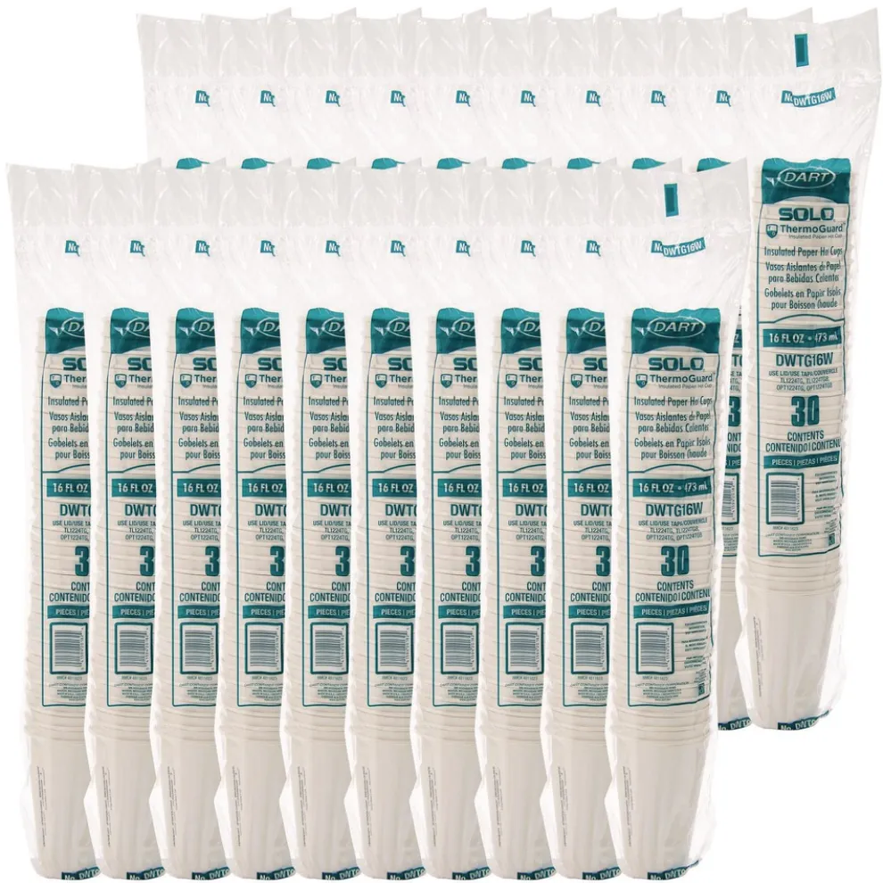 SOLO Thermoguard Insulated Paper Hot Cups 16 oz White Sustainable Forest Design 30/Pack