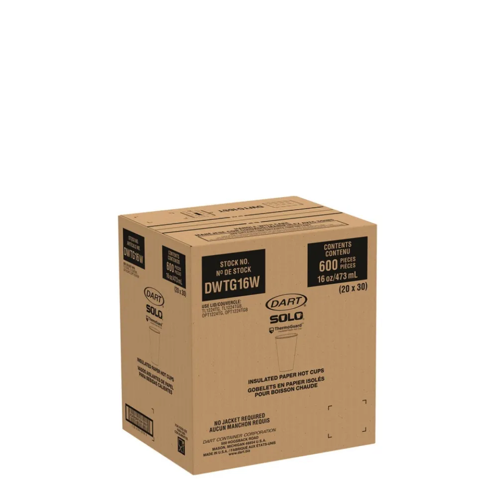 SOLO Thermoguard Insulated Paper Hot Cups 16 oz White Sustainable Forest Design 30/Pack