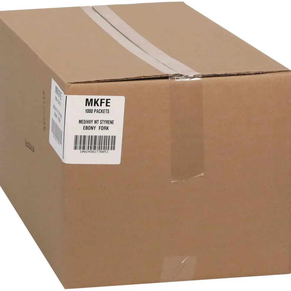 Pactiv Corp. Individually Wrapped Heavyweight Plastic Meadoware Cutlery Fork - Black (1000/Carton)