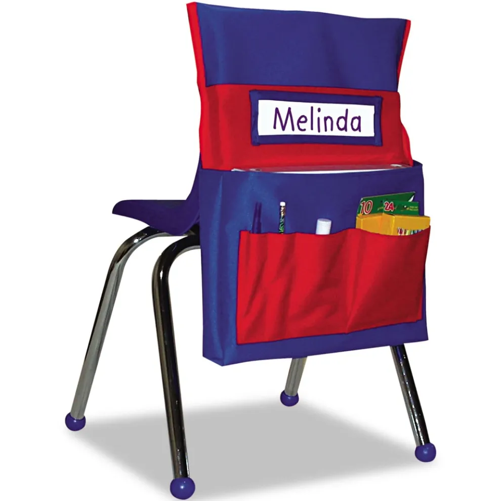 Carson-Dellosa 15 in. x 19 in. 7 Pockets Chairback Buddy Pocket Chart - Blue/Red