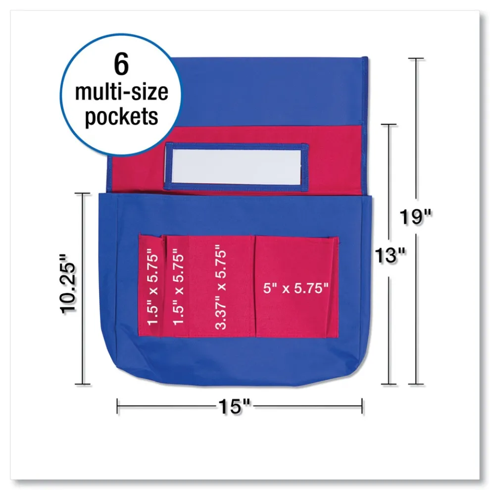 Carson-Dellosa 15 in. x 19 in. 7 Pockets Chairback Buddy Pocket Chart - Blue/Red