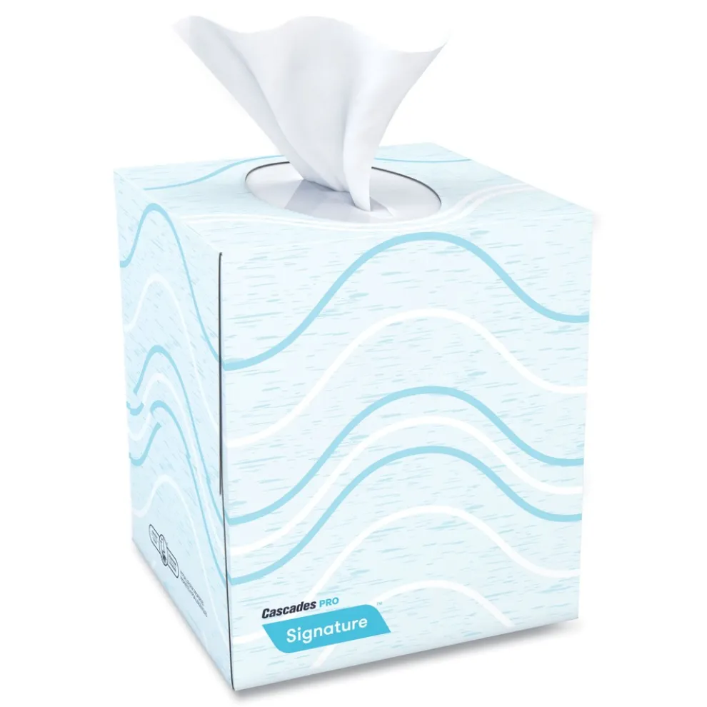 Cascades PRO 2-Ply Cube Box Signature Facial Tissue - White (36 Boxes/Carton)