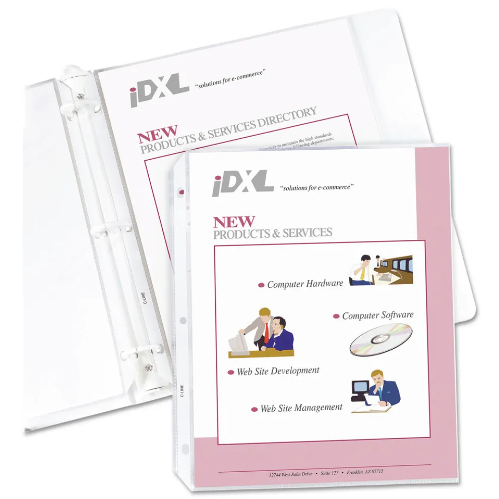 C-Line 3-Hole Punched Top Load 8.5 in. x 11 in. Insert Heavy-Duty Polypropylene Sheet Protectors - Nonglare Clear Front (50/Box)