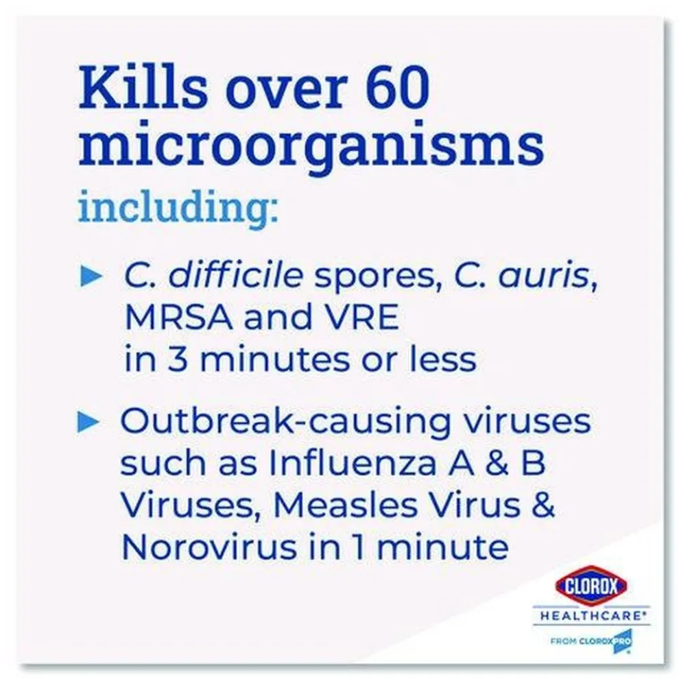 Clorox Healthcare 6.75 in. x 9 in. 1-Ply Individual Bleach Germicidal Wipes - Unscented White (6/Carton)