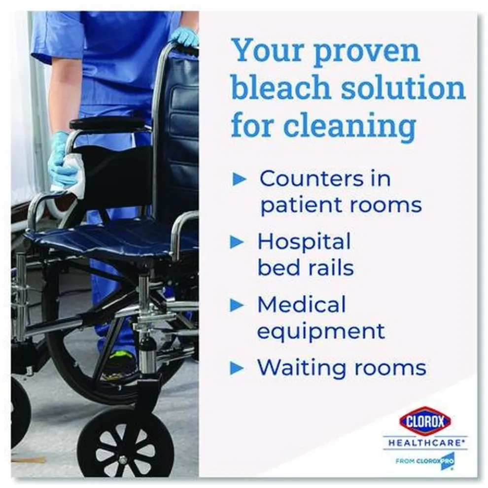 Clorox Healthcare 6.75 in. x 9 in. 1-Ply Individual Bleach Germicidal Wipes - Unscented White (6/Carton)