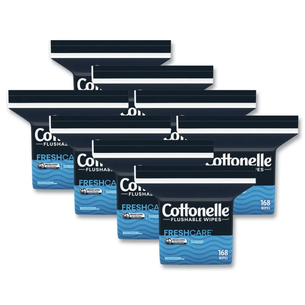 Cottonelle 10358 5 in. x 7.25 in. 1-Ply Fresh Care Flushable Cleansing Cloths - White (8/Carton)