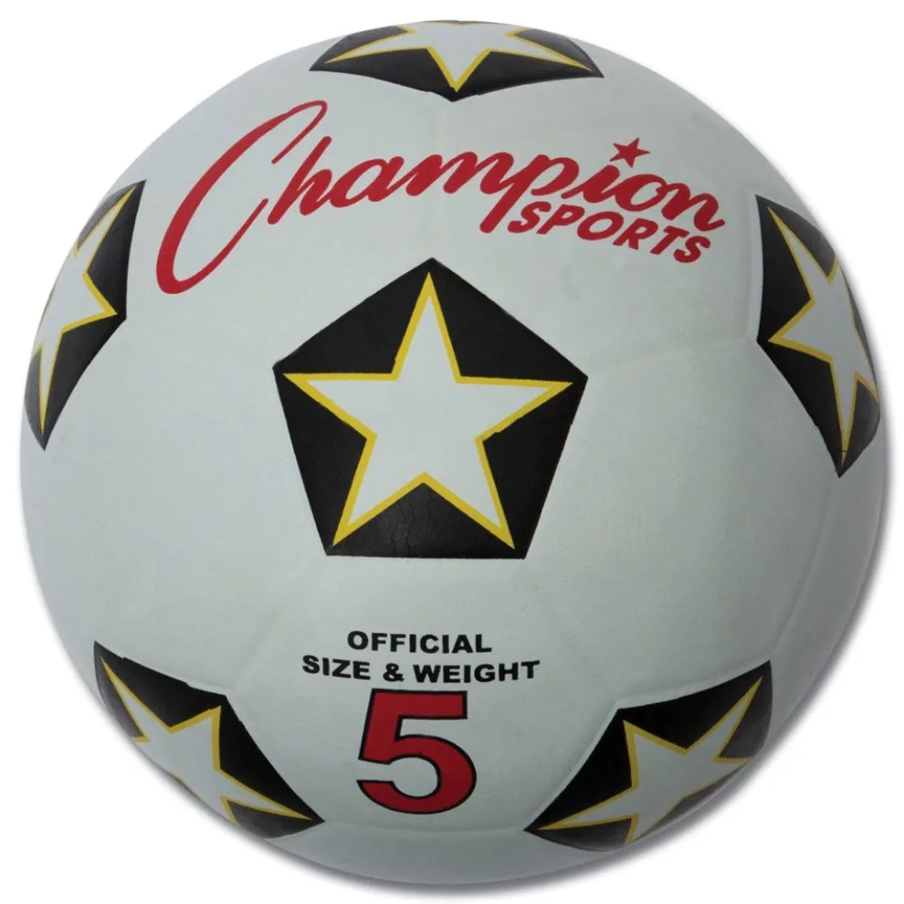 Champion Sports No. 5 Size Rubber Sports Ball For Soccer - White/Black