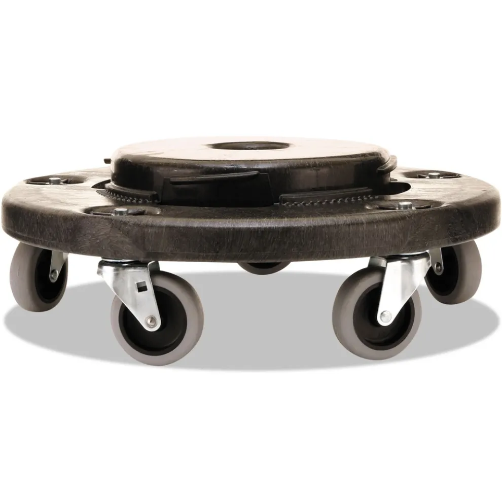 Rubbermaid Commercial 18 in. x 6.63 in. 250 lbs. Capacity Brute Round Twist On/Off Dolly - Black